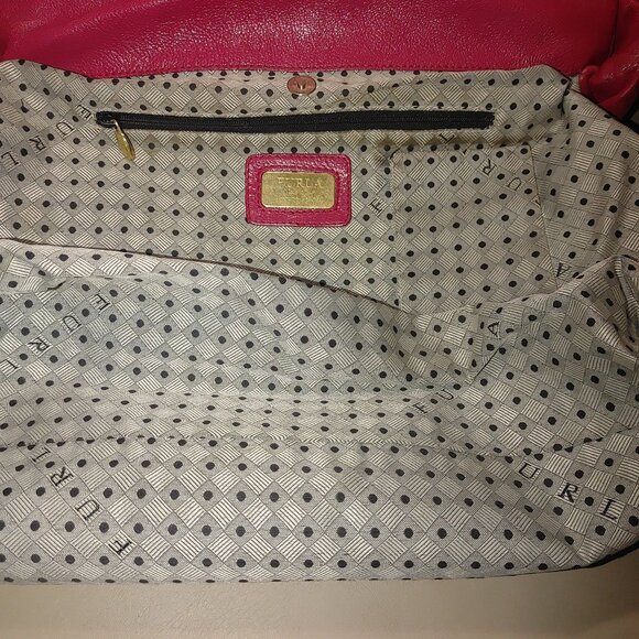 Furla Magenta Leather Hobo Handbag Satchel Gold Accents Lined Interior - Picture 7 of 14